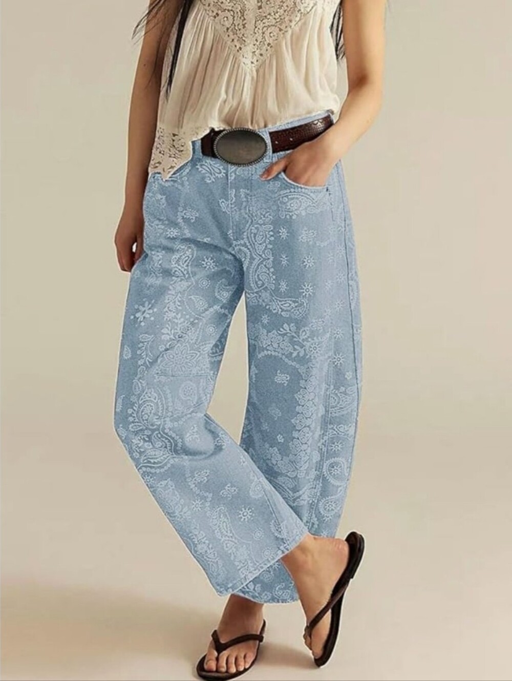 lovimgs Barrel Leg Bandana Denim